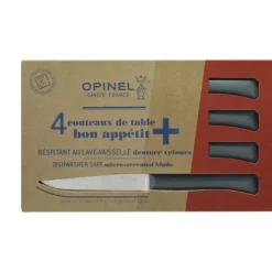 Couverts*OPINEL Coffret 4 Couteaux de Table Anthracite Microdenté Bon Appétit +