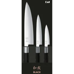 Couteau De Chef|Couteau Japonais*KAI Coffret 3 Couteaux Japonais Universel 10 cm Universel 15 cm et Chef 20 cm Wasabi Black