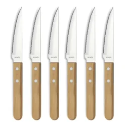 Couverts*AMEFA Coffret 6 Couteaux Steak Pizza Bois 21,5 cm