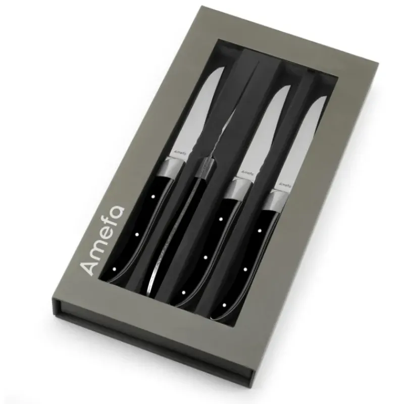 Couverts*AMEFA Coffret 4 Couteaux Steak Royal Steak Noir 22,5 cm