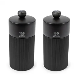 Moulin*PEUGEOT Coffret 2 Moulins Manuels Sel & Poivre Noir Mat 12 cm + Entonnoir