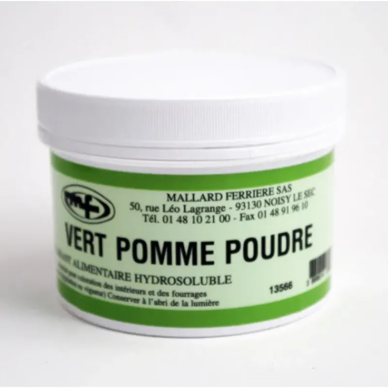 Colorants Alimentaires*MALLARD FERRIERE Colorant alimentaire Vert Pomme E102/E131/E129 Poudre Hydrosoluble 100g
