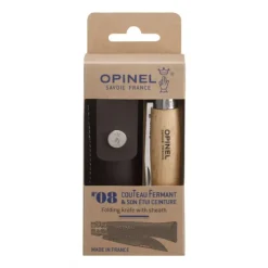 Couverts*OPINEL Couteau de Poche N°8 en Inox avec Etui Hêtre