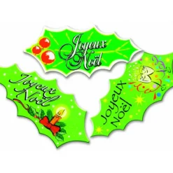 Décoration Gâteau*MALLARD FERRIERE Décor Azyme feuilles de houx Joyeux Noël (x24) Mallard Ferrière