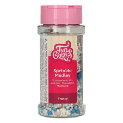 Décoration Comestible*FUNCAKES Décoration en Sucre Mélange Hivernal Bleu, Blanc et Argenté 65 g