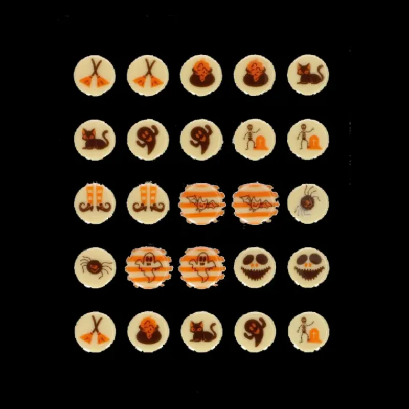 Décoration Comestible*FUNCAKES Décors Chocolat Blanc 10 Motifs Halloween (x25)