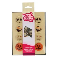 Décoration Comestible*FUNCAKES Décors Chocolat Blanc 4 Motifs Halloween (x12)