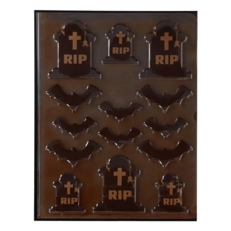 Décoration Comestible*FUNCAKES Décors Chocolat Noir Cimetière Halloween (x12)