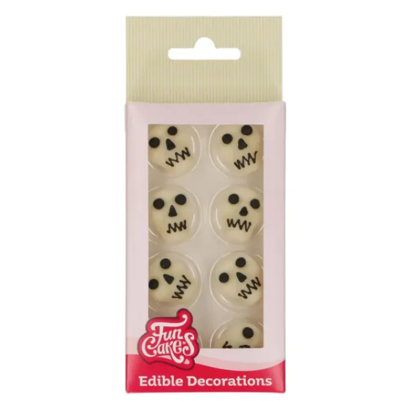 Décoration Comestible*FUNCAKES Décors en Pâte à Sucre Tête de Mort (x8)