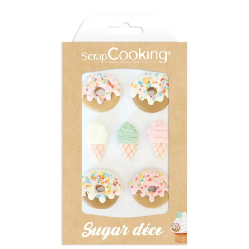 Décoration Comestible*SCRAPCOOKING Décors en Sucre Donuts et Glaces (x7)