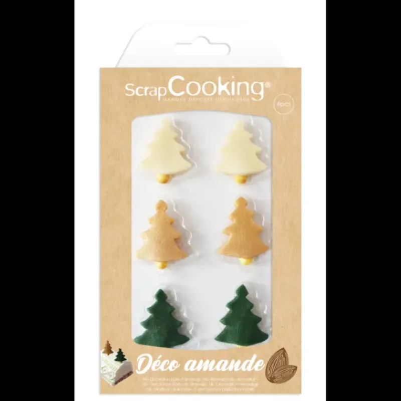 Décoration Comestible*SCRAPCOOKING Décors Pâte d'Amande Sapin Noël (x6)