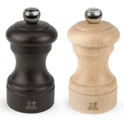 Moulin*PEUGEOT Duo Moulin à Poivre et à Sel Bistro 10 cm Chocolat et Naturel