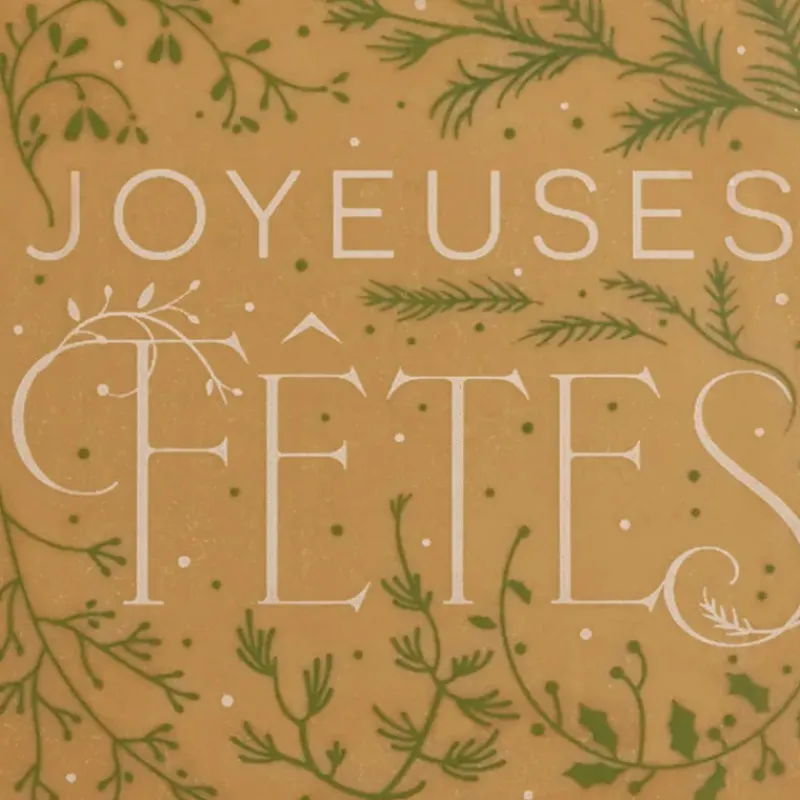 Décoration Comestible*FLORENSUC Embout de Bûche Chocolat Blond Joyeuses Fêtes 80 x 80 mm (x42)