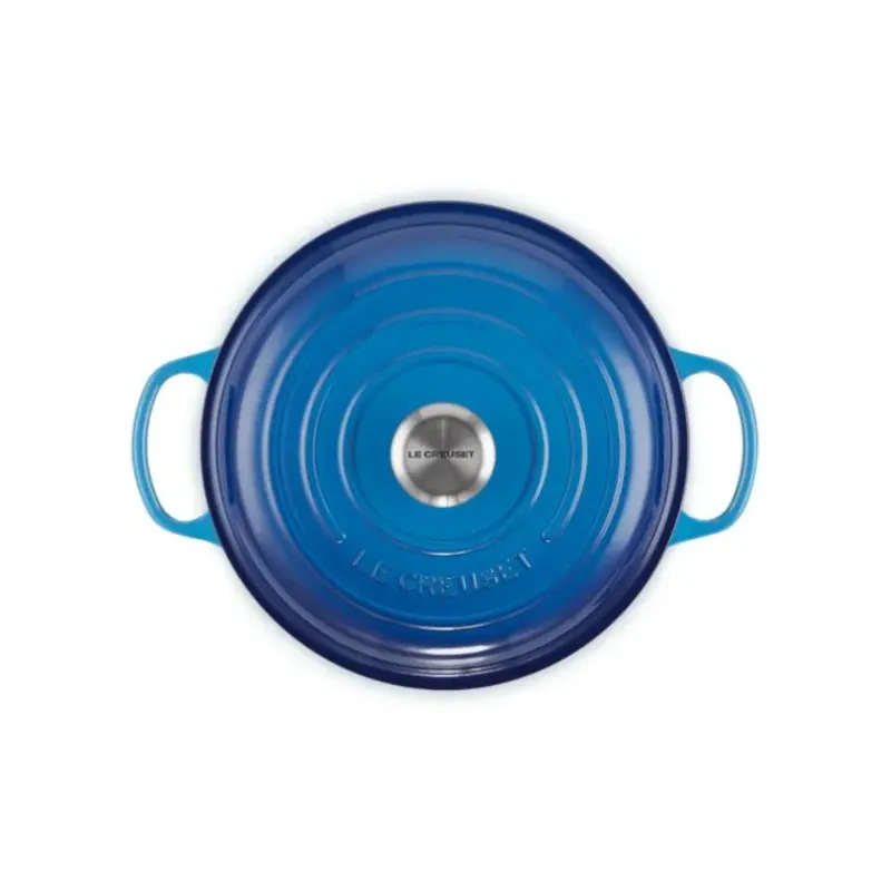Faitout*LE CREUSET Faitout Azur en Fonte avec Intérieur Sable 30 cm Signature