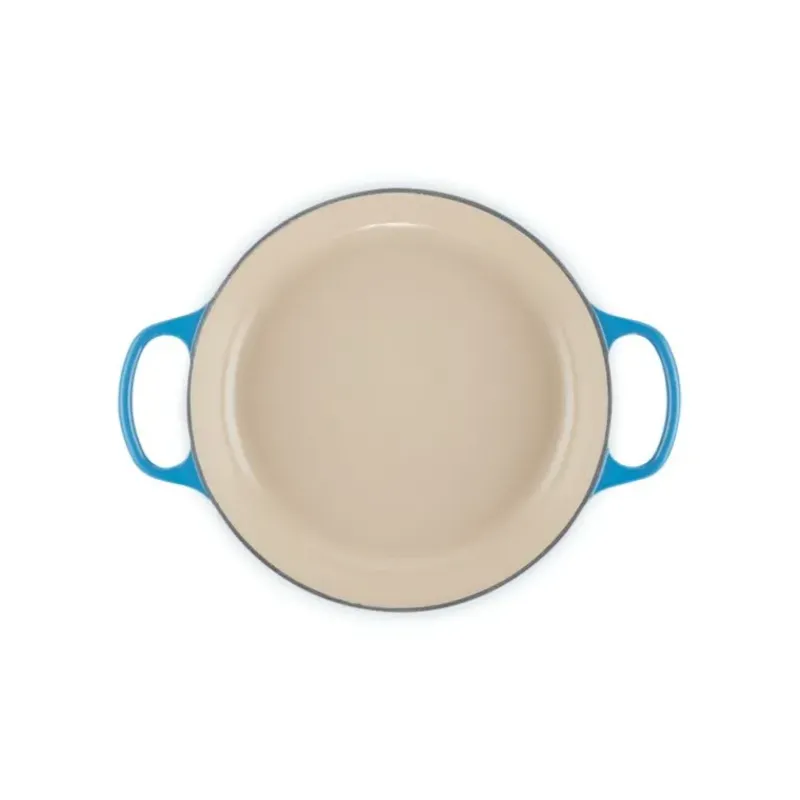Faitout*LE CREUSET Faitout Azur en Fonte avec Intérieur Sable 30 cm Signature