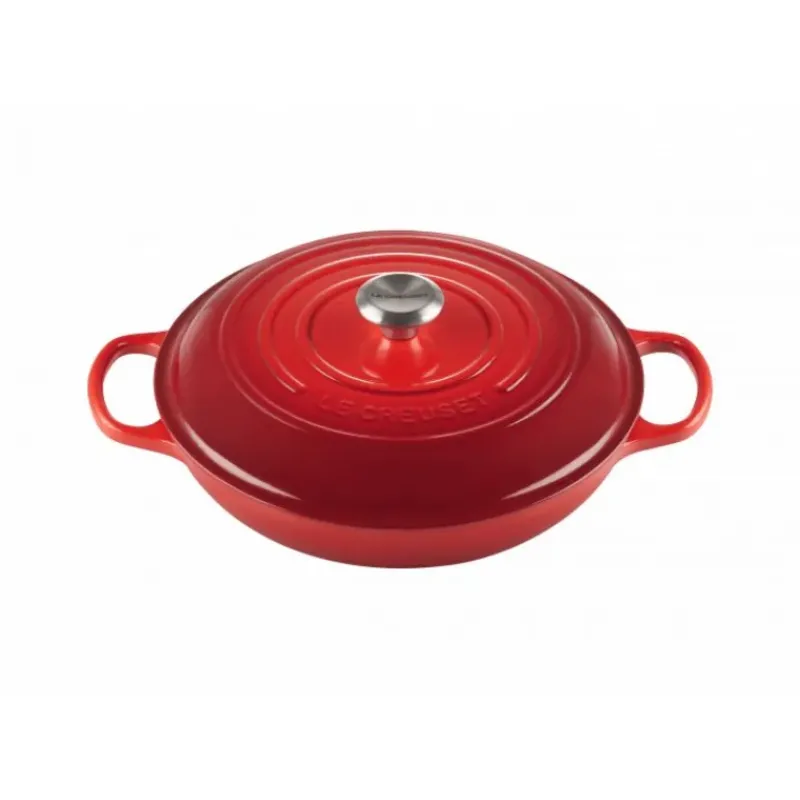 Faitout*LE CREUSET Faitout Cerise en Fonte avec Intérieur Sable 30 cm Signature