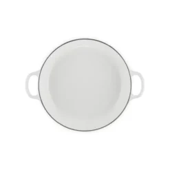 Faitout*LE CREUSET Faitout Fonte Émaillée Pétales Blanc avec Bouton Doré 26 cm