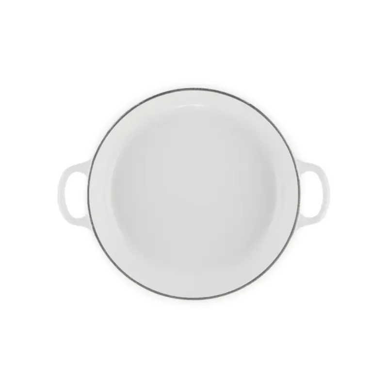 Faitout*LE CREUSET Faitout Fonte Émaillée Pétales Blanc avec Bouton Doré 26 cm