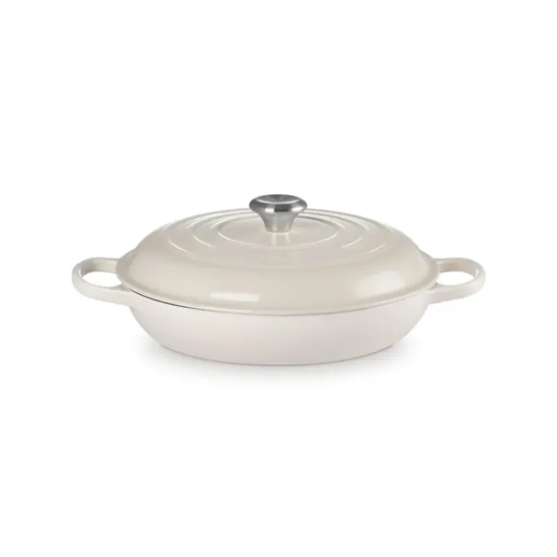 Faitout*LE CREUSET Faitout Meringue en Fonte avec Intérieur Sable 30 cm Signature