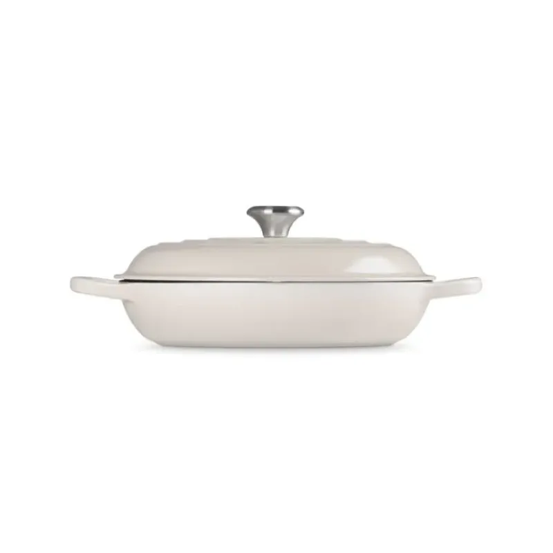 Faitout*LE CREUSET Faitout Meringue en Fonte avec Intérieur Sable 30 cm Signature