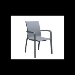 Mobilier Terrasse Restaurant*GROSFILLEX Fauteuil d'extérieur Gris Platinium et Toile Grise Sunset