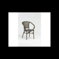 Mobilier Terrasse Restaurant*LYROSE Fauteuil Imitation Rotin Moka et Bois