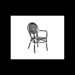 Mobilier Terrasse Restaurant*LYROSE Fauteuil Tressé Bamboo Noir et Blanc