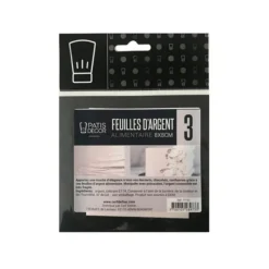 Décoration Comestible*PATISDECOR Feuilles d'Argent Alimentaire 8 cm (x3) Patisdécor