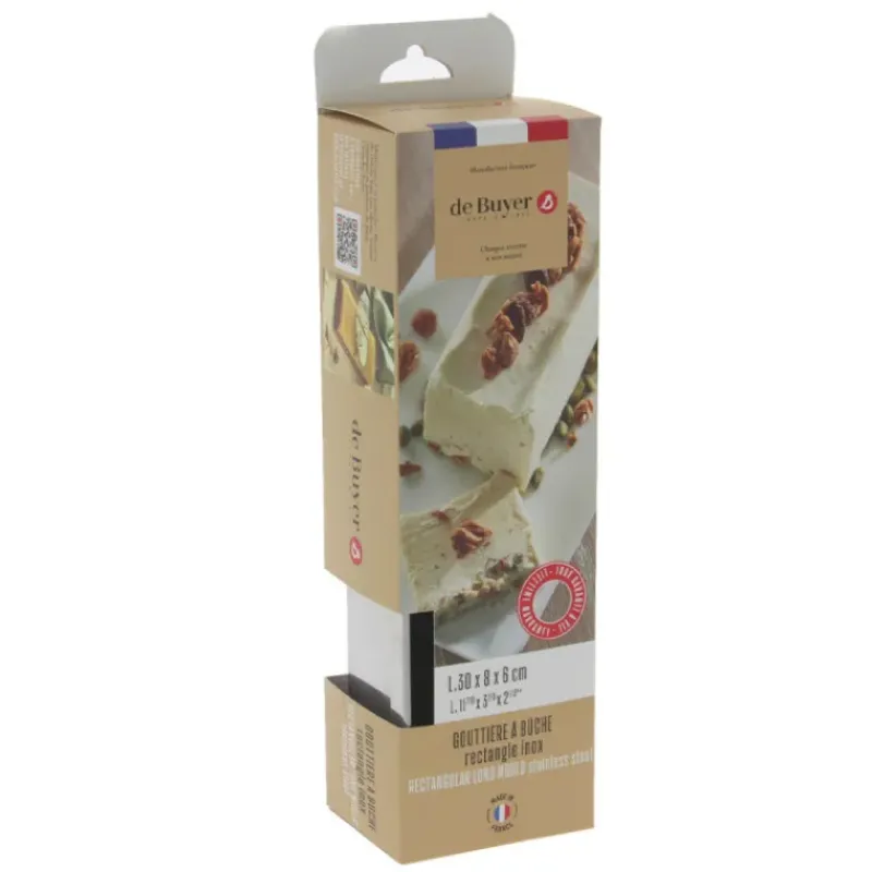 Moules À Gâteaux*DE BUYER Gouttière à Bûche Rectangulaire Démontable Inox 30.4 x 8.4 x 6.6 cm