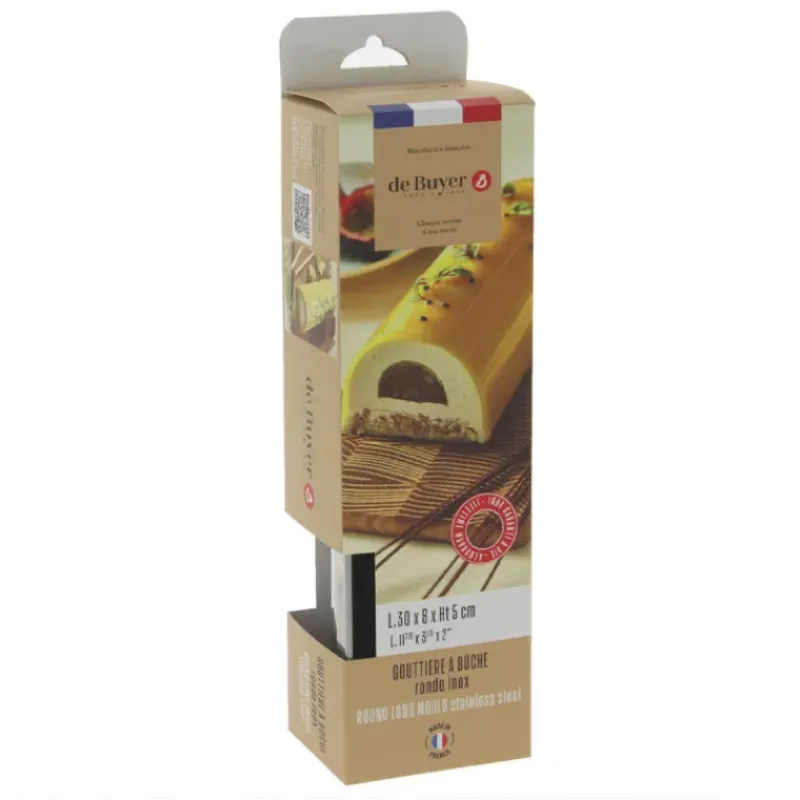 Moules À Gâteaux*DE BUYER Gouttière à Bûche Ronde Démontable Inox 30.5 x 8.5 x 7.2 cm