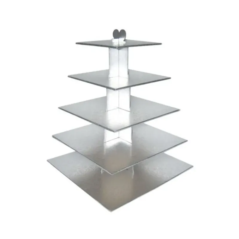 Présentoirs Pour Gâteaux*GATODECO Grand Présentoir Argenté Cupcakes 5 Etages Carrés Gatodéco