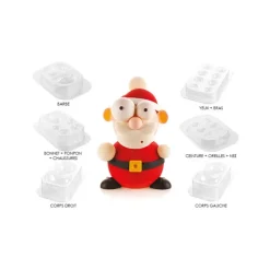 Moules À Chocolat*SILIKOMART Kit Moules Chocolat Père Noël en PVC 18,8 cm x H 24,8 cm (x5) Professional