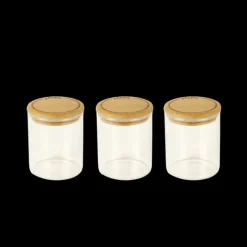 Conservation*PEBBLY Lot 3 Pots à Épices en Verre et Bambou 190 ml