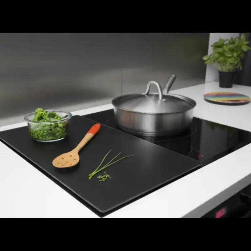 Planches À Découper*PEBBLY Lot 2 Protections Plaque de Cuisson en Verre Noir