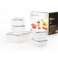 Conservation*LOCK AND LOCK Lot de 5 Boîtes de Conservation Plastique 350 ml - 470 ml - 1 L