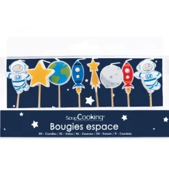 Décoration Gâteau*SCRAPCOOKING Lot de 8 bougies « Espace »