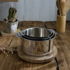 Casseroles*CRISTEL Lot de 3 Casseroles Inox Mutine avec 1 Poignée Amovible Casteline