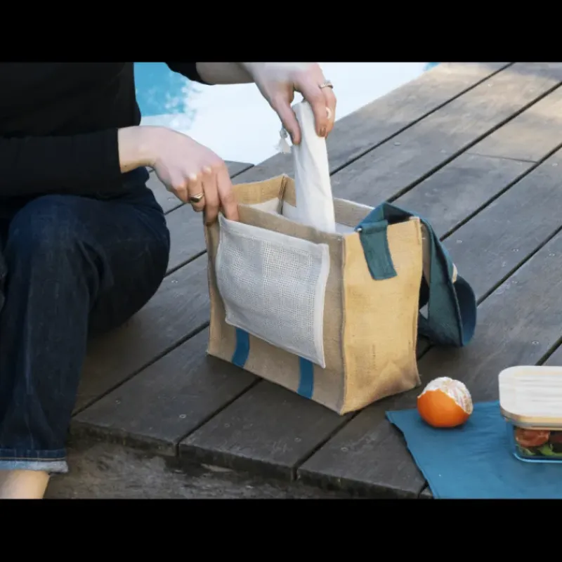 Sac En Tissu*PEBBLY Lunch Bag à Bandoulière avec Set de Table