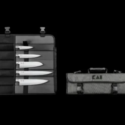 Couteau De Chef|Couteau Santoku*KAI Mallette 5 Couteaux de Cuisine Japonais Wasabi Black