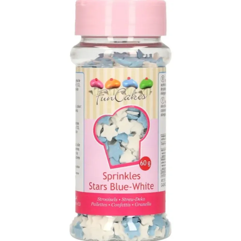 Décoration Comestible*FUNCAKES Mini Etoiles Bleues et Blanches en sucre 60 g