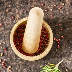 Pilon Et Casse-noix*PEBBLY Mortier Pilon Bambou Ø 11,5 cm x H 7 cm