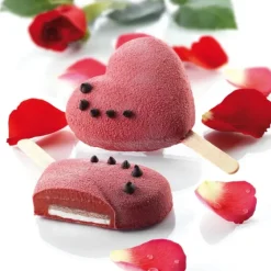 Moule Silicone*SILIKOMART Moule à Glace Silicone 2 Mini Coeur avec bâtonnets