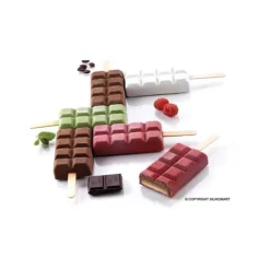 Moule Silicone*SILIKOMART Moule à glace silicone Choco 12 empreintes avec bâtonnets