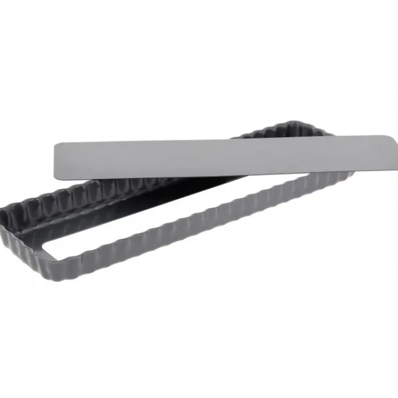 Plat De Cuisson|Moule Anti-adhésif*DE BUYER Moule Anti Adhésif Tarte Rectangle Fond Amovible 35,6 x 10,2 cm x H 2,7 cm