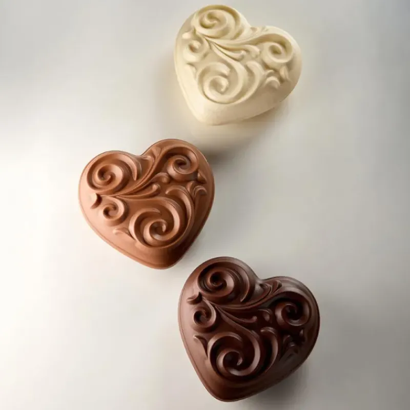 Moules À Chocolat*PAVONI Moule Chocolat Cœur Baroque 15 cm x H 6,5 cm (x2)