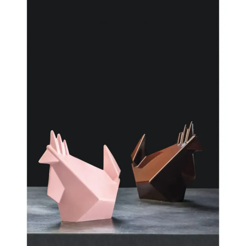 Moules À Chocolat*PAVONI Moule Chocolat Poule Origami 17 x 10,5 cm x H 15 cm (x2)