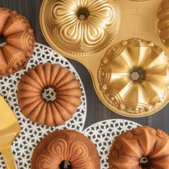 Moule Anti-adhésif|Moules À Gâteaux*NORDIC WARE Moule Mini Bundt Assortis (x4) Gold