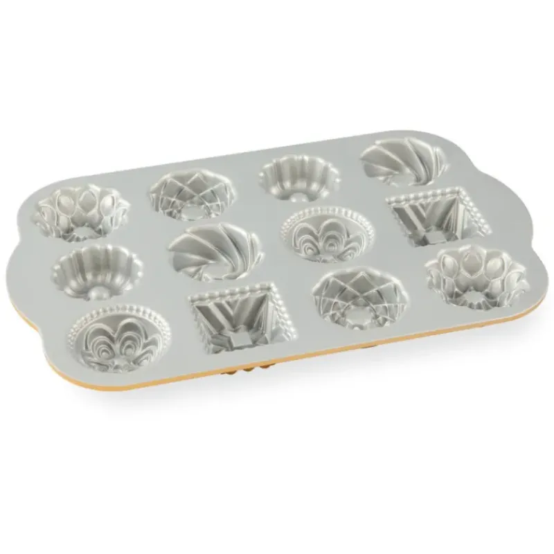 Moule Anti-adhésif|Moules À Gâteaux*NORDIC WARE Moule Mini Bundt Charms Assortis (x12) Gold