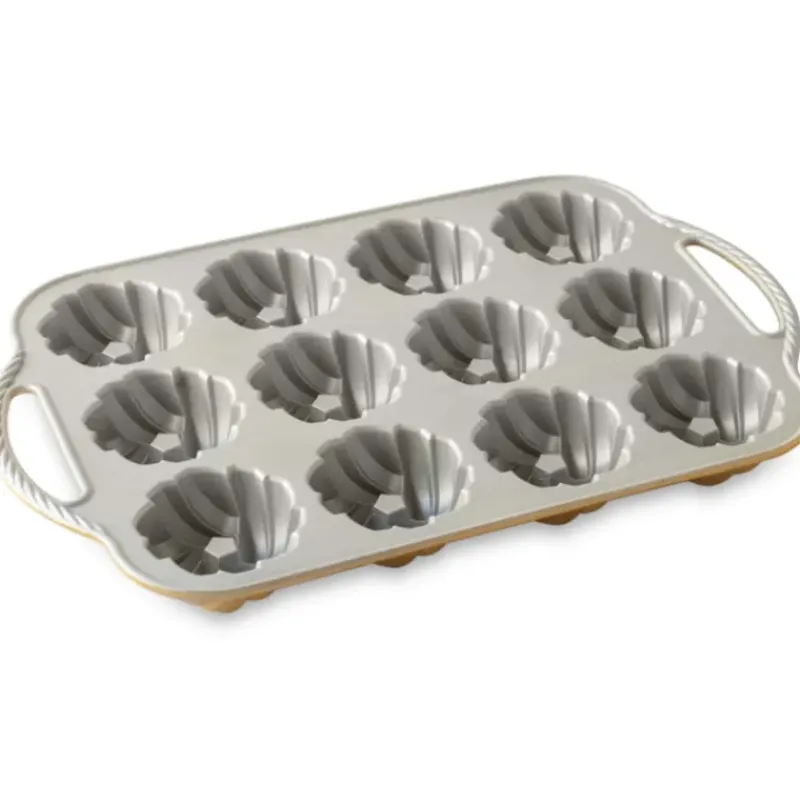 Moule Anti-adhésif|Moules À Gâteaux*NORDIC WARE Moule Mini Bundt Torsadés (x12) Gold