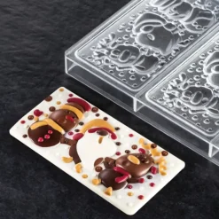 Moules À Chocolat*PAVONI Moule Tablette Chocolat Père Noël, Renne et Bonhomme de Neige 15,4 x 7,7 cm